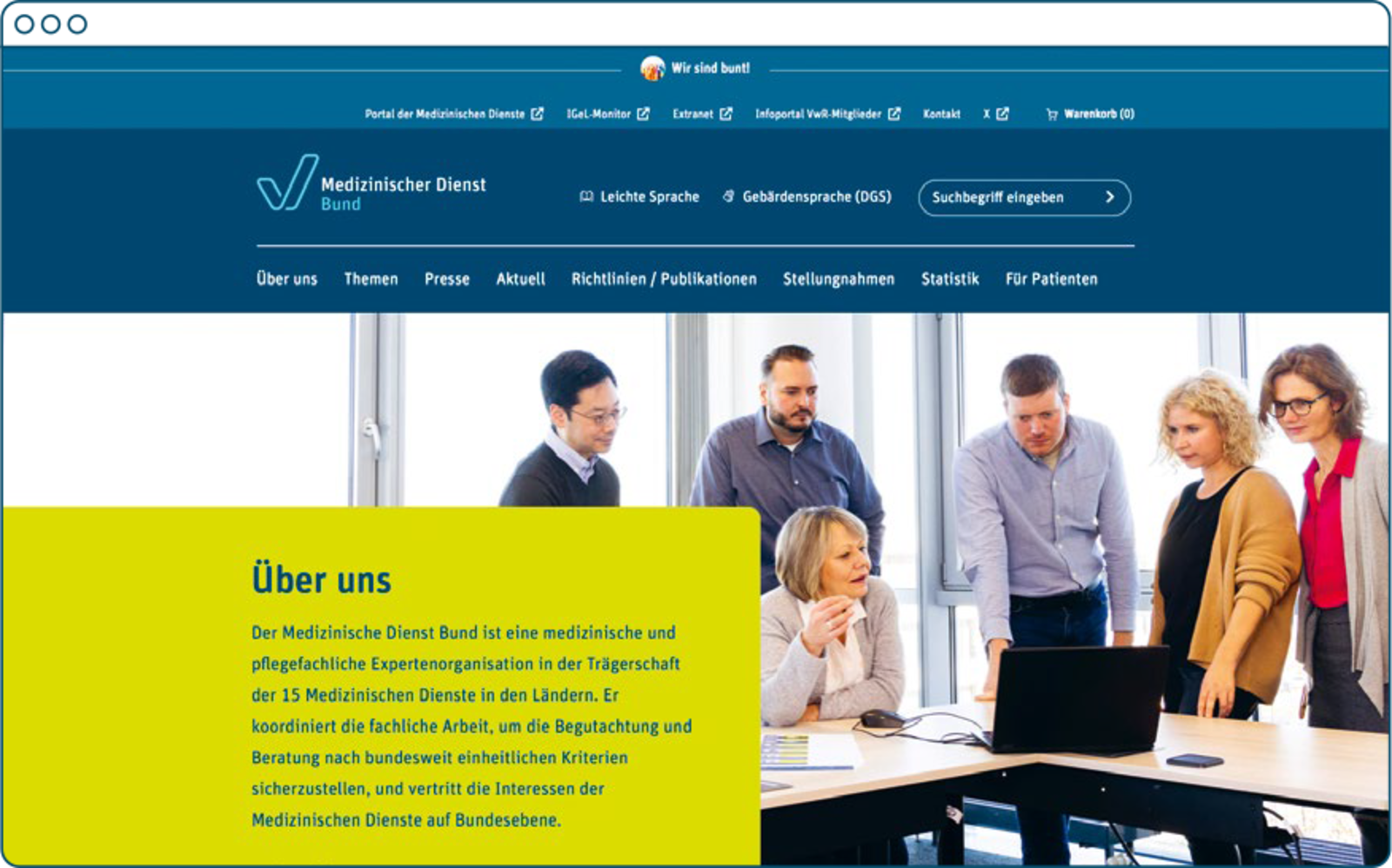 Screenshot der Startseite www.md-bund.de