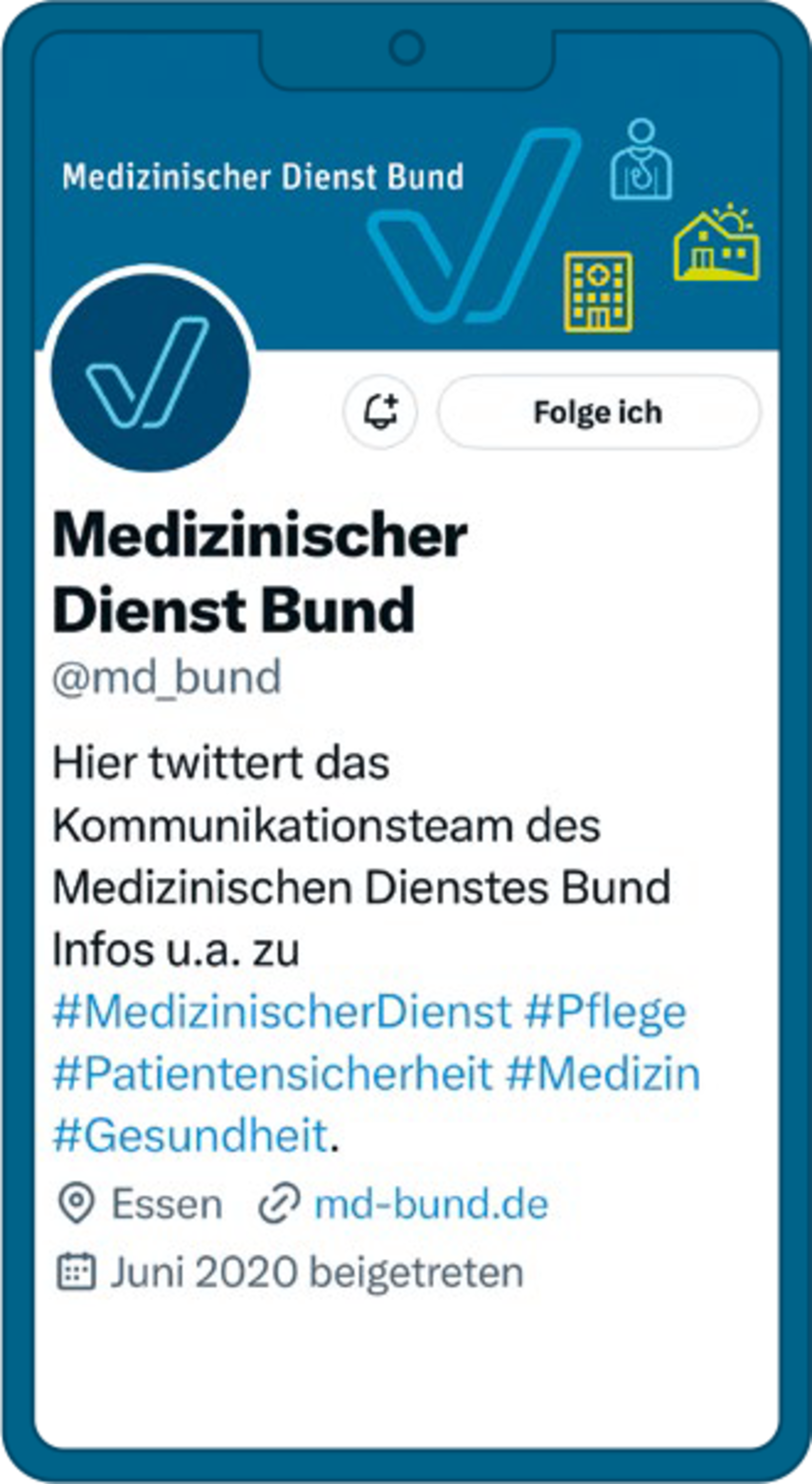 Screenshot Handy-Ansicht: der Medizinische Dienst Bund bei X